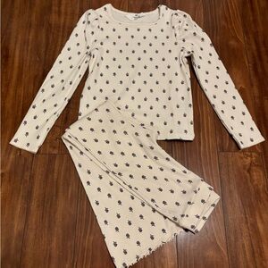 Kids Cream Pajamas with Black Print